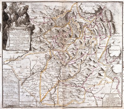 Mapa Cevennes (Francie) (rytina od Jean Baptiste Nolin