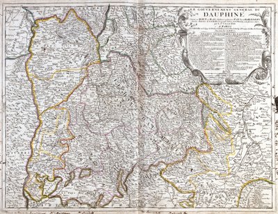 Mapa Dauphine (Francie) (rytina od Jean Baptiste Nolin
