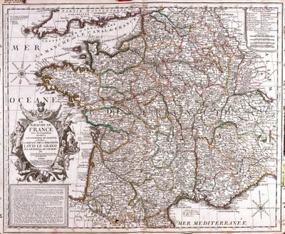 Mapa Francouzského království (rytina od Jean Baptiste Nolin