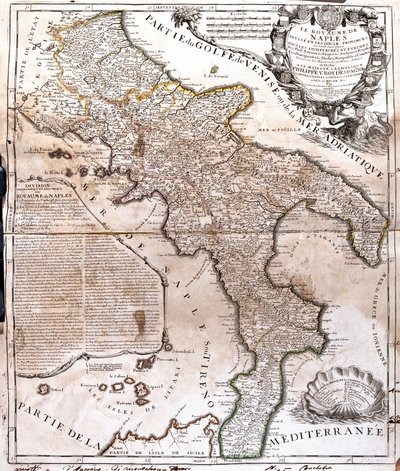 Mapa Neapolského království (Itálie) (rytina od Jean Baptiste Nolin