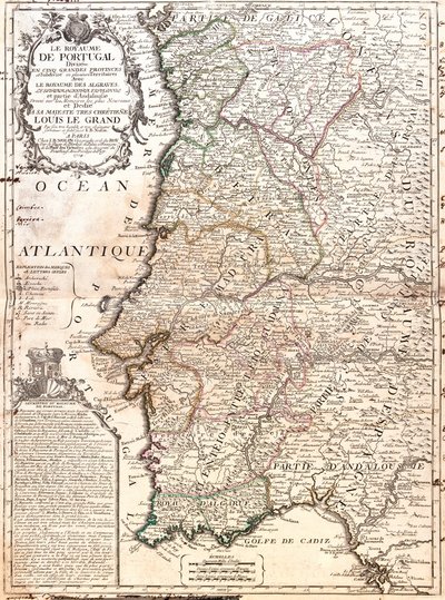 Mapa Portugalského království (rytina od Jean Baptiste Nolin