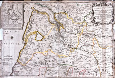 Mapa oblasti kolem Bordeaux (Francie) (rytina od Jean Baptiste Nolin