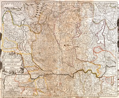 Mapa oblasti Milána (Itálie) (rytina od Jean Baptiste Nolin