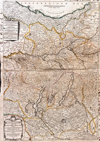 Mapa oblasti Milána (Itálie) (rytina od Jean Baptiste Nolin