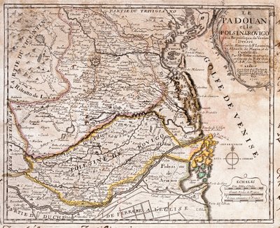 Mapa oblasti Padovy a Polesine (Itálie) (rytina od Jean Baptiste Nolin