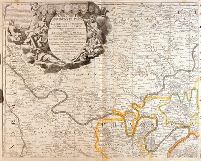 Mapa severozápadu Ile de France od Jean Baptiste Nolin