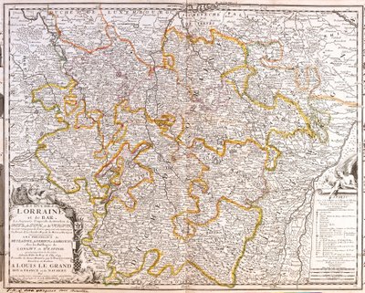 Mapa provincie Lorraine (Francie) (rytina od Jean Baptiste Nolin
