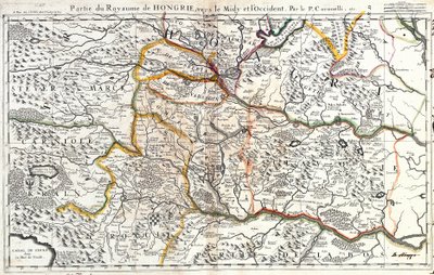 Mapa jižní západní části Maďarského království (rytina od Jean Baptiste Nolin