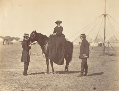 [Lady Canning na svém černém Arabovi a lord Clyde, vrchní velitel], 1858-61. od Jean Baptiste Oscar Mallitte