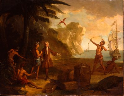 Amerika - evropský obchodník vyjednávající s domorodými Američany o sudu tabáku a dalšího zboží, 1724 od Jean Baptiste Oudry