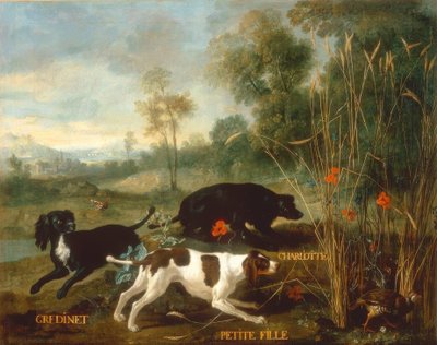 Gredinet, kleines Mädchen und Charlotte, drei Spaniels von Jean Baptiste Oudry