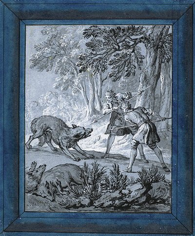 Muži útočí na vlky ("Rien de Trop III") od Jean-Baptiste Oudry