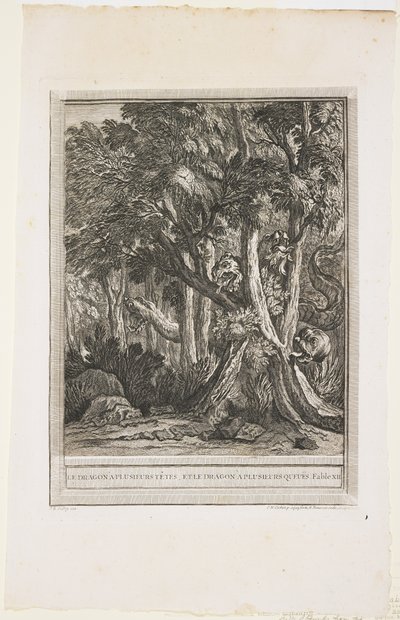 Drak mnoha hlav, bajka XII, c. 1753-1755 od Jean Baptiste Oudry