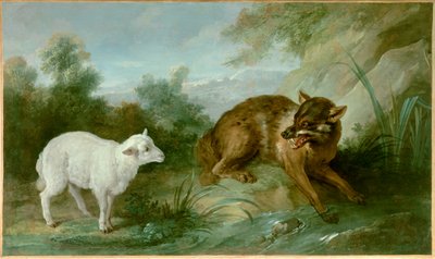 Vlk a jehně. Ilustrace bajky Jean de La Fontaine (1621-1695). Obraz Jean Baptiste Oudry (1686-1755) od Jean Baptiste Oudry