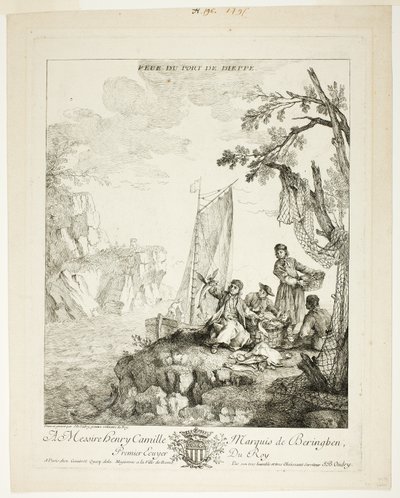 Pohled na přístav Dieppe od Jean Baptiste Oudry