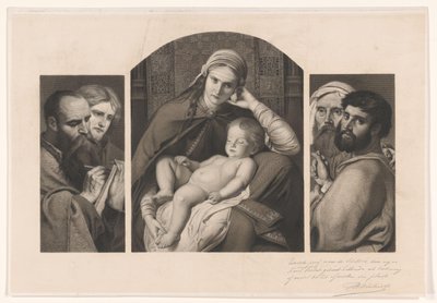 Triptych: Marie s Kristem na klíně a dvě skupiny po dvou apoštolech od Jean Baptiste Pierre Michiels (signed by artist)