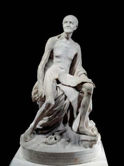 Francois-Marie Arouet dit Voltaire nu (1694-1778) Mramorová socha Jean-Baptiste Pigalle (1714-1785) 1776 Sun. 1,5 m Paříž, muzeum Louvre od Jean Baptiste Pigalle