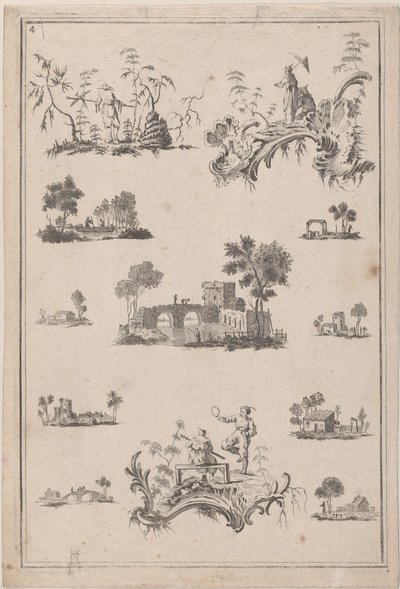 Chinoiserie Ornaments, ca. 1770. od Jean Baptiste Pillement