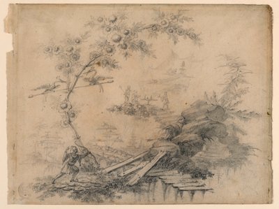 Kresba, Chinoiserie Fantasy, asi 1780 od Jean Baptiste Pillement