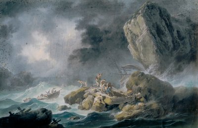 Bouře a vraky lodí od Jean Baptiste Pillement