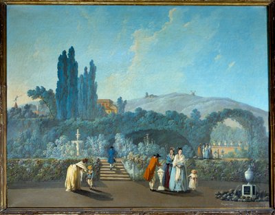 Pohled na zahrady Benfica v Lisabonu v roce 1785 Akvarel od Jeana Pillementa (1728-1808) 1785 Paříž, dekorativní umění od Jean Baptiste Pillement