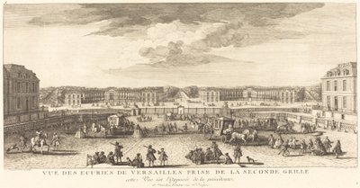 Pohled na stáje ve Versailles z druhé brány od Jean Baptiste Rigaud
