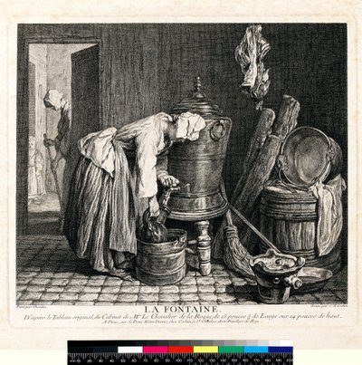 La Fontaine, vyryl Charles Nicolas Cochin I (1688-1754) 1739 (lept a rytina na tkaný papír) od Jean Baptiste Simeon (after) Chardin