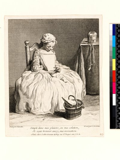 Holčička s obědem (La Petite Fille aux Cerises) vyrytý Charlesem Nicolasem Cochinem I (1688-1754) 1738 (lept a rytina) od Jean Baptiste Simeon (after) Chardin