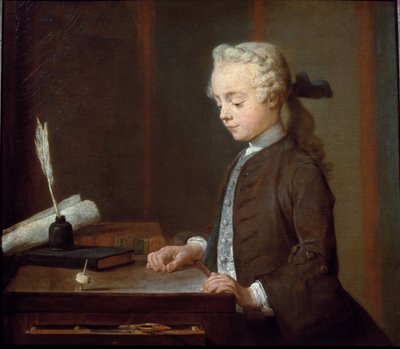 Chlapec s káčou (nebo Dítě s teetotem) - olej na plátně od Jean Baptiste Simeon Chardin