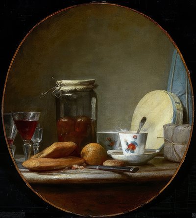 Sklenice s meruňkami. 1758 od Jean Baptiste Simeon Chardin