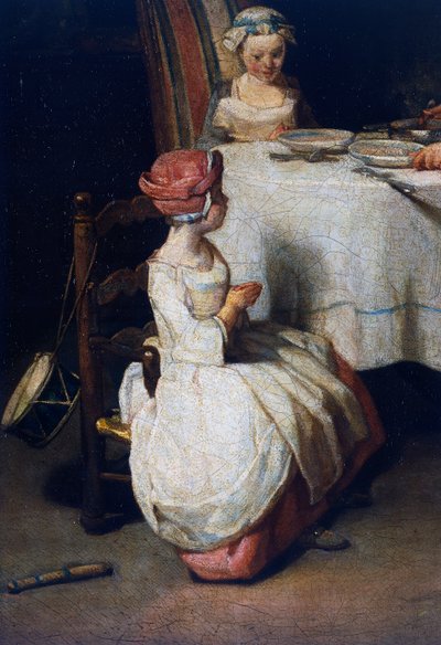 Le Benedicte, kolem 1740, detail (olej na plátně) od Jean Baptiste Simeon Chardin