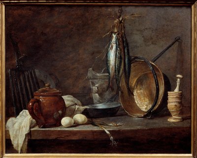 Nabídka libového a kuchyňského náčiní. Stálý život. Obraz Jean Baptiste Simeon Chardin (1699-1779) od Jean Baptiste Simeon Chardin