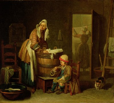The Laundress (olej na plátně) od Jean Baptiste Simeon Chardin