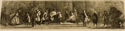 Znak chirurga-Barbera, vyrytý Julesem de Goncourt od Jean Baptiste Simeon Chardin