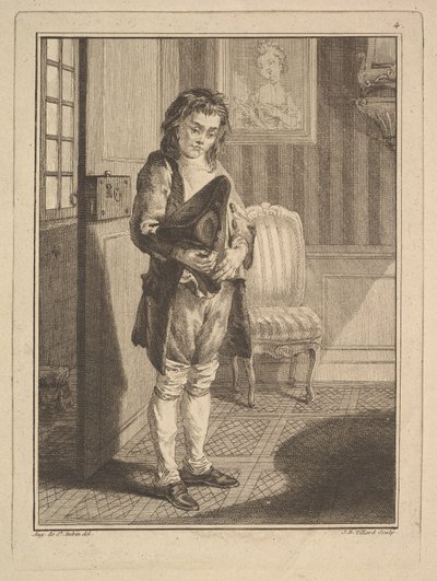 Stripper Shoe Shiner, od Mes gens, ou Les Commissionnaires ultramontaires au servi..., 1766-70. od Jean Baptiste Tillard