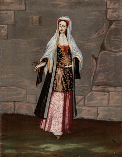 Žena z ostrova Mykonos od Jean Baptiste Vanmour (workshop of)