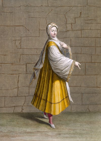 Dívka z Fine, deska 72 ze "Sbírky sta tisků zobrazujících různé národy Levanty" od Charlese de Ferriol, vyryl J. de Franssieres, 1707-08 od Jean Baptiste Vanmour