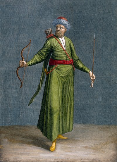 Tatar of Crimea, deska 84 ze „Sbírky jednoho sta tisků představujících různé národy Levanty“ od Charlese de Ferriola, vyryl Philippe Simonneau (1685-c.1753), 1707-08 (barva od Jean Baptiste Vanmour