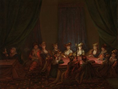 Skupina Arménů hracích karet Arménská společnost v karetní hře od Jean Baptiste Vanmour