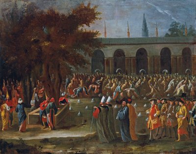 Nizozemský velvyslanec se svou družinou byl přijat sultánem Ahmedem III. v paláci Topkapi v Istanbulu od Jean Baptiste Vanmour