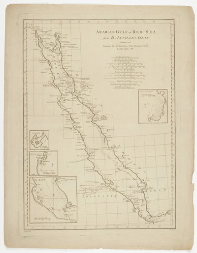 Arabský záliv nebo Rudé moře, vyryto Thomasem Bowenem, 1788 od Jean-Baptiste after dAnville