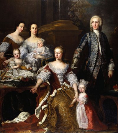 Augusta Saxe-Gotha, princezna z Walesu, se členy její rodiny a domácnosti, 1739 od Jean Baptiste van Loo