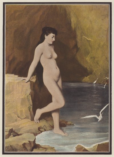 Nymfa v jeskyni (barva litho) od Jean Benner