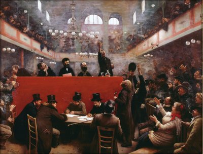 V Graffard Meeting Hall (Reunion a la salle Graffard) (umístěný na 138, boulevard de Menilmontant v Paříži) od Beraud, Jean (1849-1936) od Jean Beraud