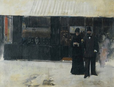 Pár před klenotnictvím (olej na plátně) od Jean Beraud