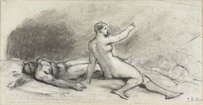 Nahá žena sedící s nahým mužem spícím (recto); Ženské torzo při pohledu zezadu (verze) od Jean Beraud