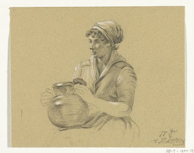 Sedící dívka s velkým džbánem od Jean Bernard