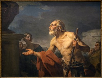 Diogene žádá o almón pro sochy. (Sinope Diogene nazývaný cynický, kolem 413-kolem 327 př.nl). Obraz Jean Bernard Restout (1732-1797), Olej na plátně od Jean Bernard Restout