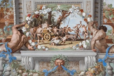 Vítězný vůz Bakcha, tažený pantery a doprovázený Silenií a Bakchantkami. od Jean Boulanger