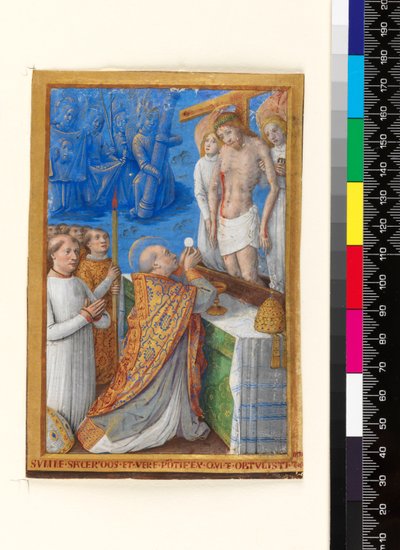 List z knihy hodin: Mše sv. Řehoře, kolem 1485-94 (pergamen) od Jean Bourdichon